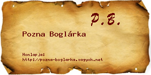 Pozna Boglárka névjegykártya